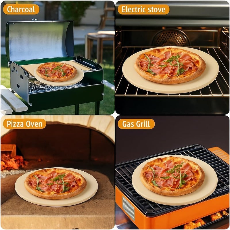 GDGZJJD Large Pizza Stone Round 16", Heavy Duty Cooking Stone for Grill, Baking Pizza Stone for bread, Ideal for Grilling Baking Several Sizes of Pizzas - Image 4
